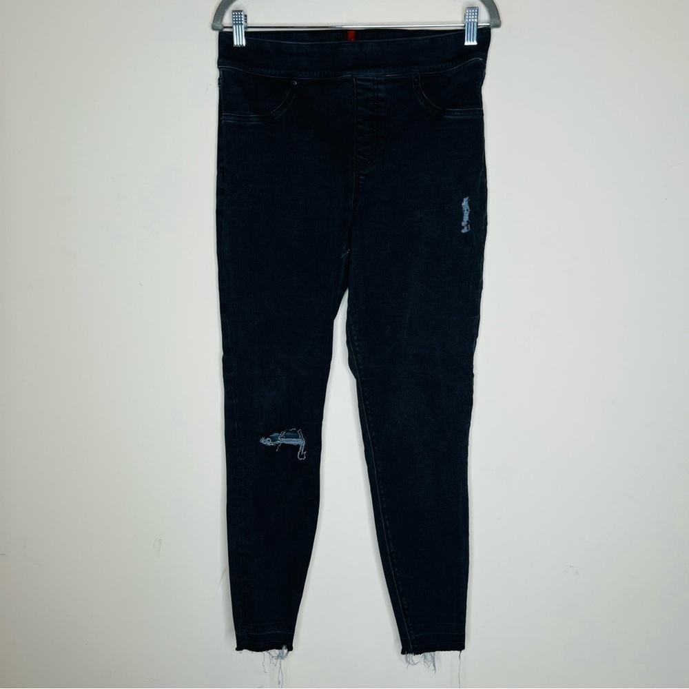 SPANX Vintage Black Distressed Ankle Skinny Jeans